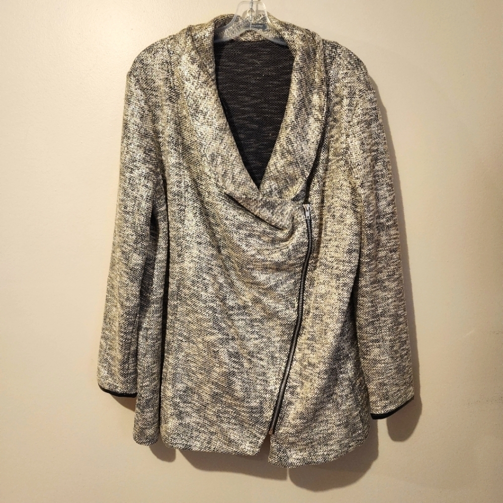 Metallic Knit Moto Style Blazer